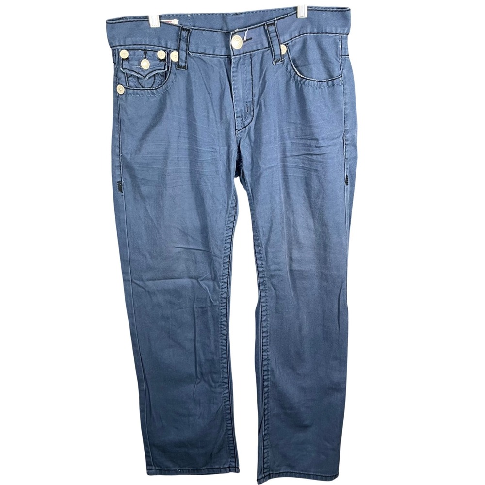 True Religion Ricky Super T Pants Mens 38 Blue Black Contrast Stitch Made in USA